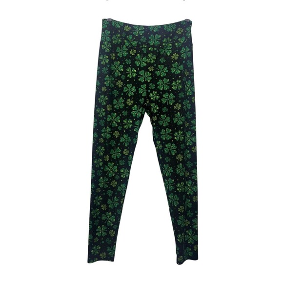 LuLaRoe Leggings TC Green Shamrock Clover Print St Patrick’s Day Soft Stretch - Picture 2 of 3